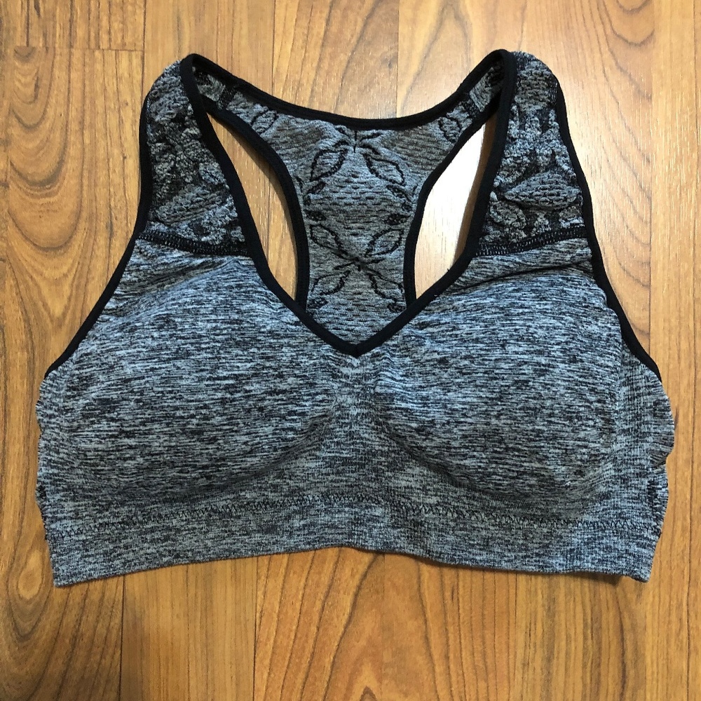 Grey & Black Sports Bra